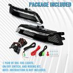 HECASA LED Fog Light Set Compatible with 2014-2020 Chevrolet Impala Replacement for GM2562102 GM2563102 w/Fog Light Bezel Wiring Switch Kit Pair Fog Lamp (Clear Lens+Black Housing)