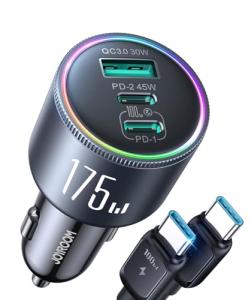 JOYROOM 175W Car Charger USB C Fast Charge [GaN] 3-Port Type C Super Fast Car Charger with USBC Cable, Car Cigarette Lighter Adapter for iPhone 17/16/15 Series, Galaxy S26/25, MacBook, iPad and More