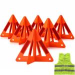 Yudaxsafe Safety Triangles for Vehicles, 6 Set Emergency Warning Reflective Triangles, Modular Two-Piece Design, High Visibility Roadside Safety Triangles for Car, Truck, SUV