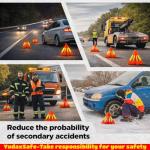 Yudaxsafe Safety Triangles for Vehicles, 6 Set Emergency Warning Reflective Triangles, Modular Two-Piece Design, High Visibility Roadside Safety Triangles for Car, Truck, SUV