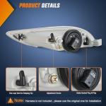 Nilight Fog Light Assembly Compatible with 2002 2003 2004 Toyota Camry 2005 2006 2007 2008 Toyota Corolla 2002 2003 2004 Toyota Camry Fog Lamps Replacement Clear Lens with 9006 12V 55W Bulbs