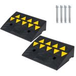 Goplus Heavy-Duty Rubber Curb Ramp, 2 Pcs Driveway Threshold Ramps with Reflective Triangles, 15 Ton Load Capacity, 5" Rise, Non-Slip Surface, Drain Groove for Medium Trucks, Cars, RVs (5" Rise)