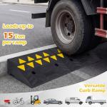 Goplus Heavy-Duty Rubber Curb Ramp, 2 Pcs Driveway Threshold Ramps with Reflective Triangles, 15 Ton Load Capacity, 5" Rise, Non-Slip Surface, Drain Groove for Medium Trucks, Cars, RVs (5" Rise)