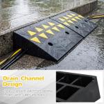 Goplus Heavy-Duty Rubber Curb Ramp, 2 Pcs Driveway Threshold Ramps with Reflective Triangles, 15 Ton Load Capacity, 5" Rise, Non-Slip Surface, Drain Groove for Medium Trucks, Cars, RVs (5" Rise)