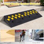 Goplus Heavy-Duty Rubber Curb Ramp, 2 Pcs Driveway Threshold Ramps with Reflective Triangles, 15 Ton Load Capacity, 5" Rise, Non-Slip Surface, Drain Groove for Medium Trucks, Cars, RVs (5" Rise)