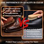 100% 7in Horsehair Shoe Brush Horse Hair Brush for Leather Boots Cleaning Polishing Buffing Shining Professional Shoe Shine Brush for Sneakers Jackets Sofas Bags Furniture Car Seats Leather Care Tool