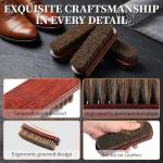 100% 7in Horsehair Shoe Brush Horse Hair Brush for Leather Boots Cleaning Polishing Buffing Shining Professional Shoe Shine Brush for Sneakers Jackets Sofas Bags Furniture Car Seats Leather Care Tool