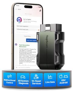 TOPDON TopScan Pro OBD2 Scanner Bluetooth, Bi-Directional Scan Tool for iPhone & Android with All System, 13+ Hot Reset Car Scanner, FCA AutoAuth, CAN-FD, AI Assistant, Upgraded TopScan Code Reader
