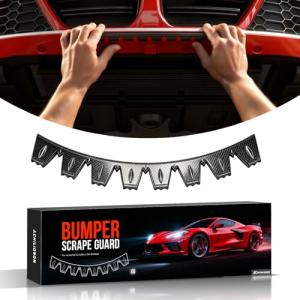 Universal Front Bumper Scrape Guard Skid Plate Protection for Lowered Cars/SUV, Car Bumper Guard Anti-Scratch Kit Scrape Protector Plate Skid Plate 8 Pack（Carbon Fiber Texture）
