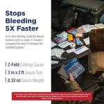 Adventure Medical Kits QuikClot Advanced Clotting Gauze - Stops Bleeding Up to 5X Faster Than Standard Gauze - Kaolin Hemostatic Dressing - for First Aid Kits & Survival Gear - 3 x 24