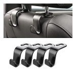 Back Seat Headrest Hooks - 4 Pack Black