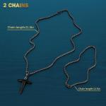 LeapoFaith Polished Pendant for Car Rear View Mirror Decor Stainless Steel Cross Amulet Adult Men Christian Gift (Black)