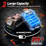 Avhrit Cordless Car Buffer Polisher kit w/ 2x2000mAh 21V Batteries, 6 Inch Car buffer Waxer Kit w/ 6 Variable Speed & Extra Attachments, Polisher for Car Detailing,Boat Sanding,Scratch Removing