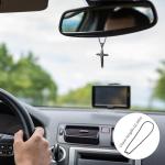 LeapoFaith Polished Pendant for Car Rear View Mirror Decor Stainless Steel Cross Amulet Adult Men Christian Gift (Black)