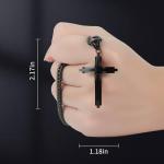 LeapoFaith Polished Pendant for Car Rear View Mirror Decor Stainless Steel Cross Amulet Adult Men Christian Gift (Black)