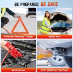 VEIYIE Roadside Emergency car kit for Vehicles, Car First Aid Emergency kit with Portable Air Compressor, Heavy Duty Jumper Cables, Tow Strap, Road Trip Essentials Safety kit, New Driver Gifts