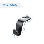 Back Seat Headrest Hooks - 4 Pack Black