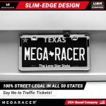 Polished Mirror Chrome Silver Thin License Plate Frame – 1 Piece, Car Wash Proof Stainless Steel, Rust-Free, Rattle-Free, Street Legal, Slim 2 Hole with Screw Caps, Metal Front or Rear Car Tag Holder