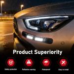 culycey 2 PCS Car Bumper Guard Strip, Reflective Anti-scratch Bumper Protector Strips, TPU Anti-collision Door Edge Guards Trim, for Most Cars, Trucks, SUVs (White)