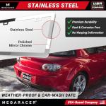 Polished Mirror Chrome Silver Thin License Plate Frame – 1 Piece, Car Wash Proof Stainless Steel, Rust-Free, Rattle-Free, Street Legal, Slim 2 Hole with Screw Caps, Metal Front or Rear Car Tag Holder