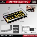 Polished Mirror Chrome Silver Thin License Plate Frame – 1 Piece, Car Wash Proof Stainless Steel, Rust-Free, Rattle-Free, Street Legal, Slim 2 Hole with Screw Caps, Metal Front or Rear Car Tag Holder