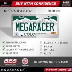 Polished Mirror Chrome Silver Thin License Plate Frame – 1 Piece, Car Wash Proof Stainless Steel, Rust-Free, Rattle-Free, Street Legal, Slim 2 Hole with Screw Caps, Metal Front or Rear Car Tag Holder