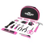 EXCITED WORK 89 Piece Pink Tool kit, Ladies Hand Tool Set with Easy Carrying Round Pouch Household Tool Kit Perfect for DIY, Home Maintenance and Dorm Repair