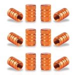 SINGARO 12PCS Orange Tire Valve Stem Caps