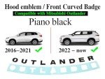 Mitsubishi Outlander Hood Emblem Badge - Black Letters