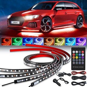 Nilight 4Pcs RGB Car Underglow Neon Light Strip