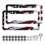 American Flag Car License Plate Frame Set