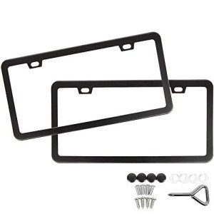 Black Matte Aluminum License Plate Frame Set
