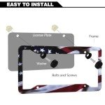 American Flag Car License Plate Frame Set