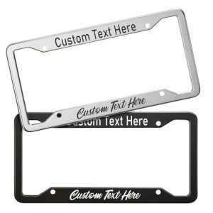 Custom Black Metal License Plate Frame with Screws