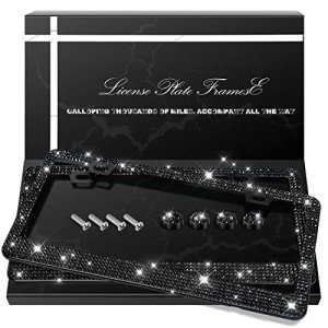 2 Pack Sparkly Rhinestone License Plate Frames