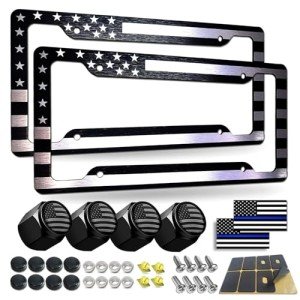 Black American Flag License Plate Frames - 2 Pack