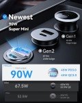 Compact 90W Dual Port USB C Car Charger