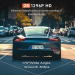 WiFi Dash Cam 1296P with Night Vision