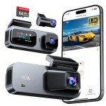 Anyski 3-Channel WiFi Dash Cam with 64GB Card