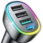 45W 4-Port Fast USB C Car Charger