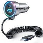 60W USB-C Fast Car Charger with Coiled Cable
