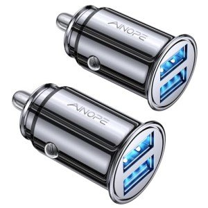AINOPE Dual USB Fast Car Charger - 2 Pack