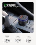 90W Fast USB-C Car Charger with 3 Ports
