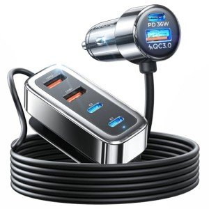 AINOPE 108W Multi-Port USB Car Charger with Cable
