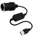 USB A Male to 12V Car Socket Converter Cable