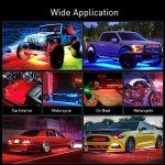 Nilight 4Pcs Car Underglow Neon Accent Strip Lights 256 LEDs RGBIC Multi Color DIY Sound Active Function Music Mode with APP Control and Remote Control Underbody Light Strips, 2 Years Warranty