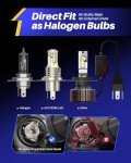 Super Bright H4 LED Bulbs, 6000K White, Pack of 2
