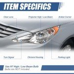 Sonata Projector Headlight Lamps 2011-2014, Chrome