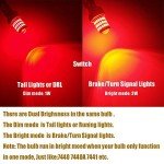 iBrightstar 7443 LED Red Brake Light Bulbs, 2 Pack