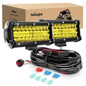Nilight 6.5 Inch Amber LED Light Bar Set